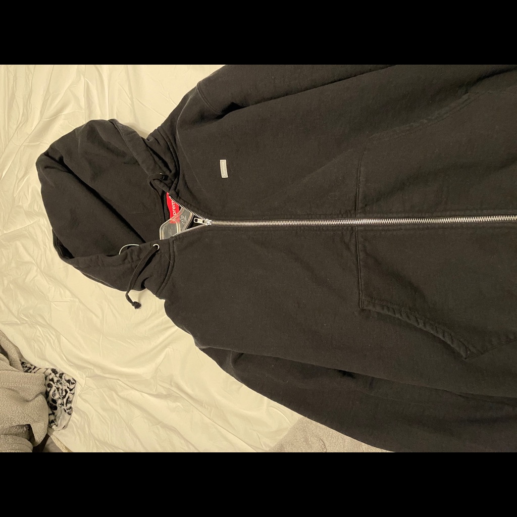 Black Supreme Reflective Small Box Logo Hoodie M